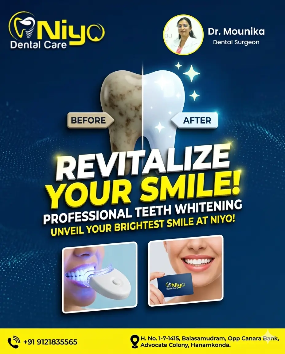 ✨ Flash Your Brightest Smile: Professional Teeth Whitening at Niyo Dental Care!
