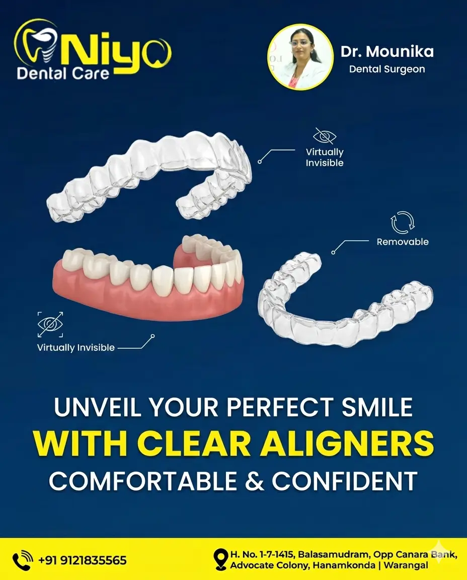 💎 ✨ Get Your Dream Smile Invisibly: Clear Aligners at Niyo Dental Care!