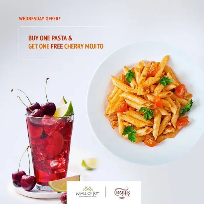 Buy one Pasta & Get One Free Cherry Mojito