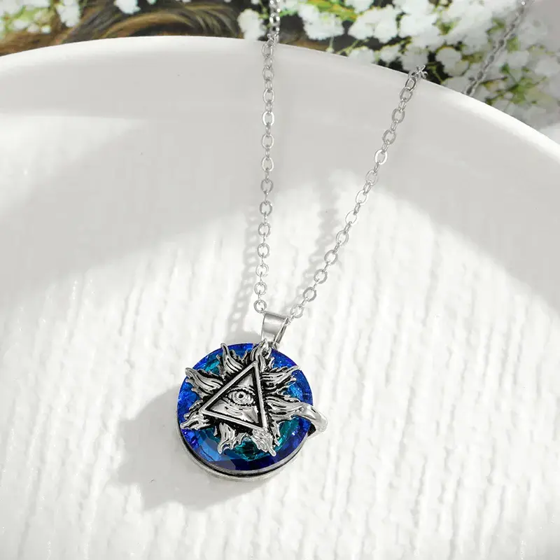 Retro Sun Blue Evil Eye Necklace