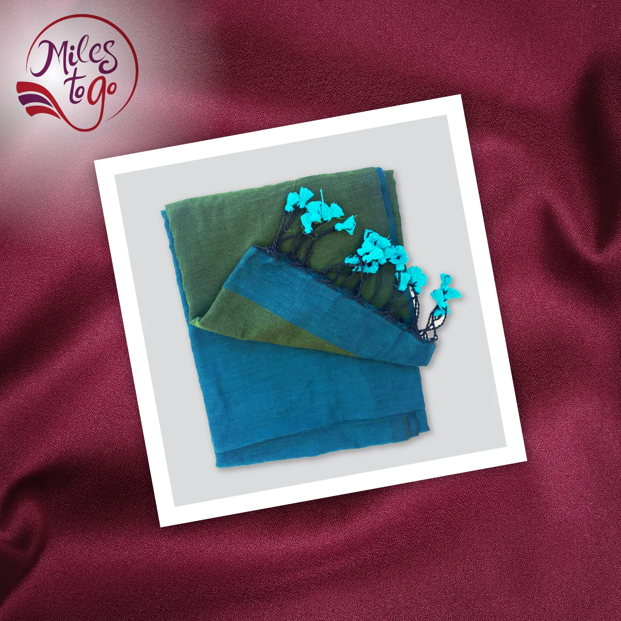 Blue and Dark Green Pure Khadi Cotton Saree
