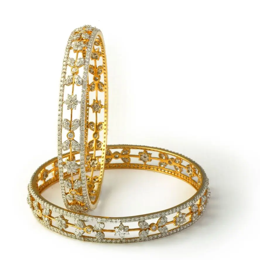 Diamond Floral Motif Bangle