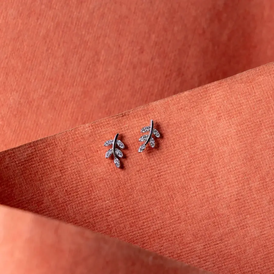 Buy Silver Leaf Style Stud Earrings