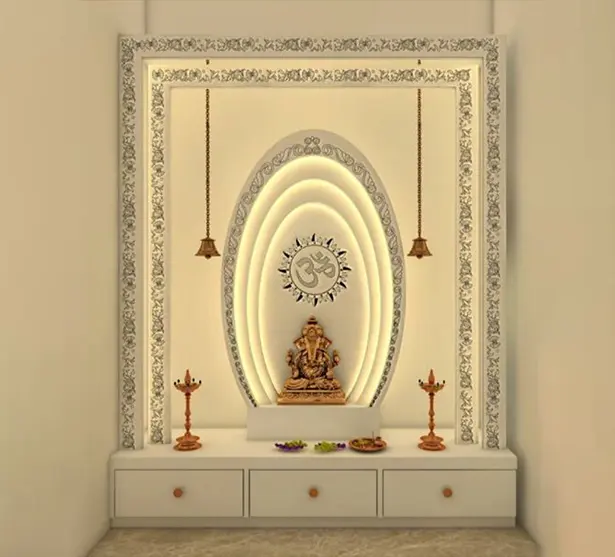 Corian Mandir With Backlight