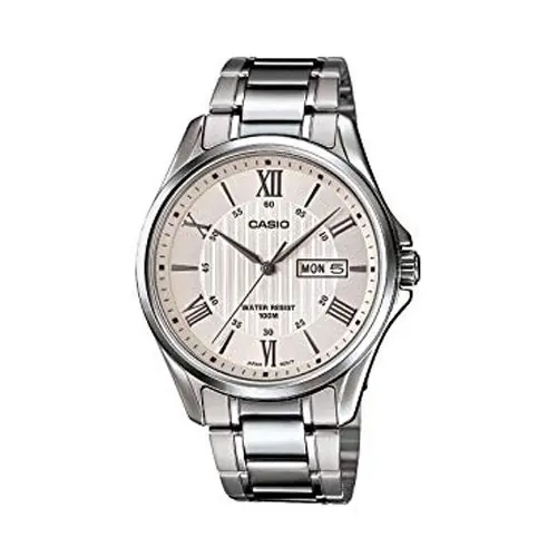 Casio Men's Silver Dial Stainless Steel Band Watch MTP-1384D-7AVDF