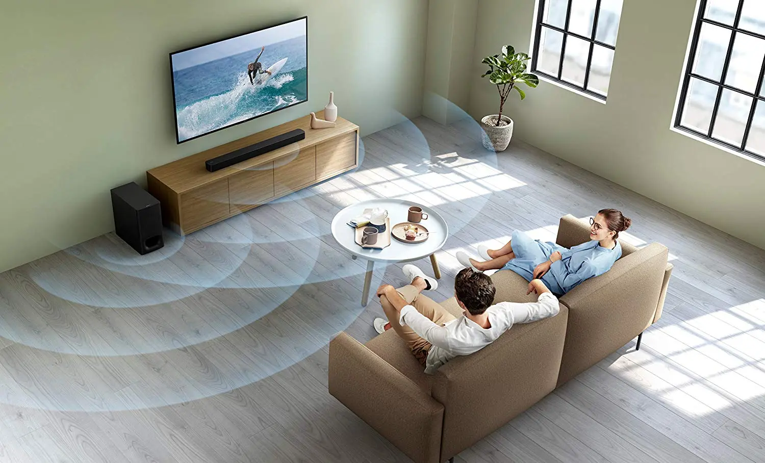 Sony HT-S350 2.1Ch Soundbar with Wireless Subwoofer (Dolby Audio,Bluetooth Connectivity, Wireless Connectivity with TV)