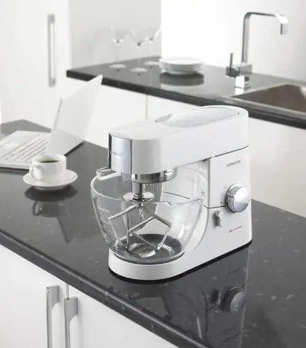 Kenwood KMC015 Chef Titanium Stand Mixer, 1400 Watt - White Gloss