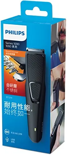 Philips BT1214/15 Beard Trimmer Series 1000 Stainless steel blades, USB charging, 4 stubble and beard combs