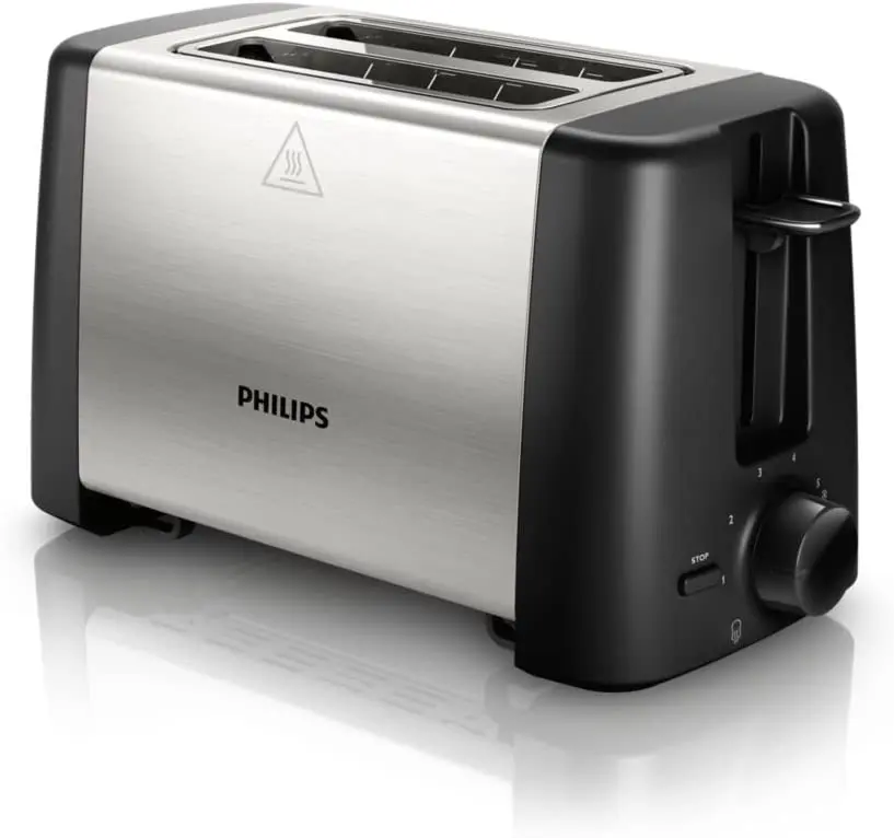 Philips Daily Collection Toaster HD4825/91, in a compact metal design, Great toast, no matter fresh or frozen, Defrost and toast bread straight from frozen, Variable browning control.