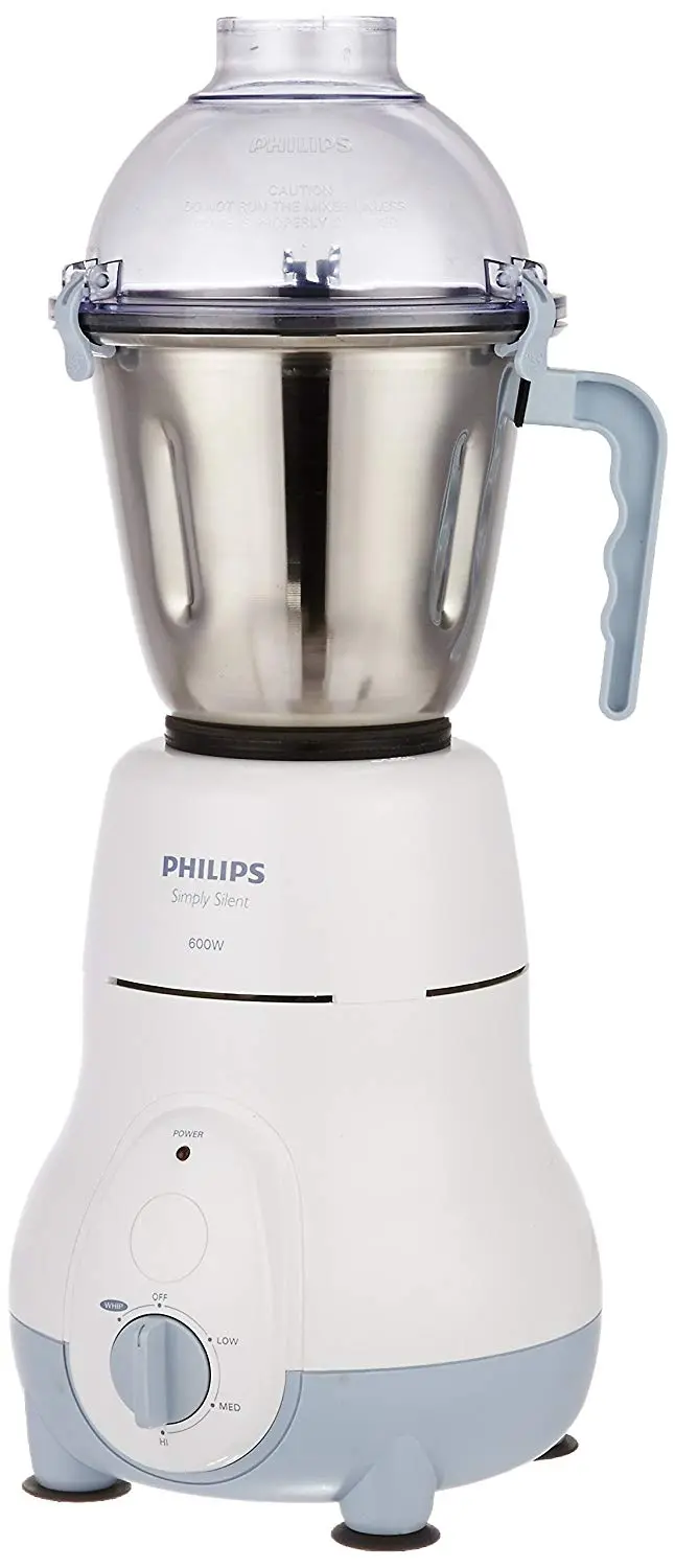  Philips HL1643/04 600-Watt Simply Silent Vertical Mixer Grinder with 3 Jars (White/Grey)