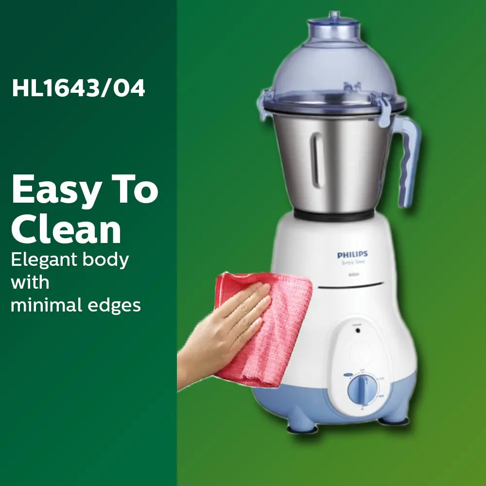  Philips HL1643/04 600-Watt Simply Silent Vertical Mixer Grinder with 3 Jars (White/Grey)