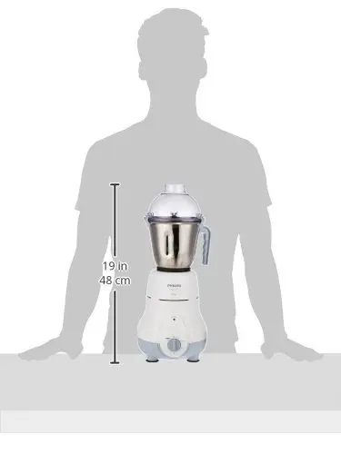  Philips HL1643/04 600-Watt Simply Silent Vertical Mixer Grinder with 3 Jars (White/Grey)
