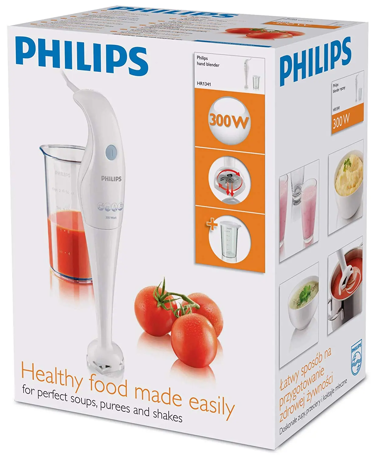 Philips HR1341/00 Daily Collection Hand Blender with Storage Beaker and Lid - 300 Watt