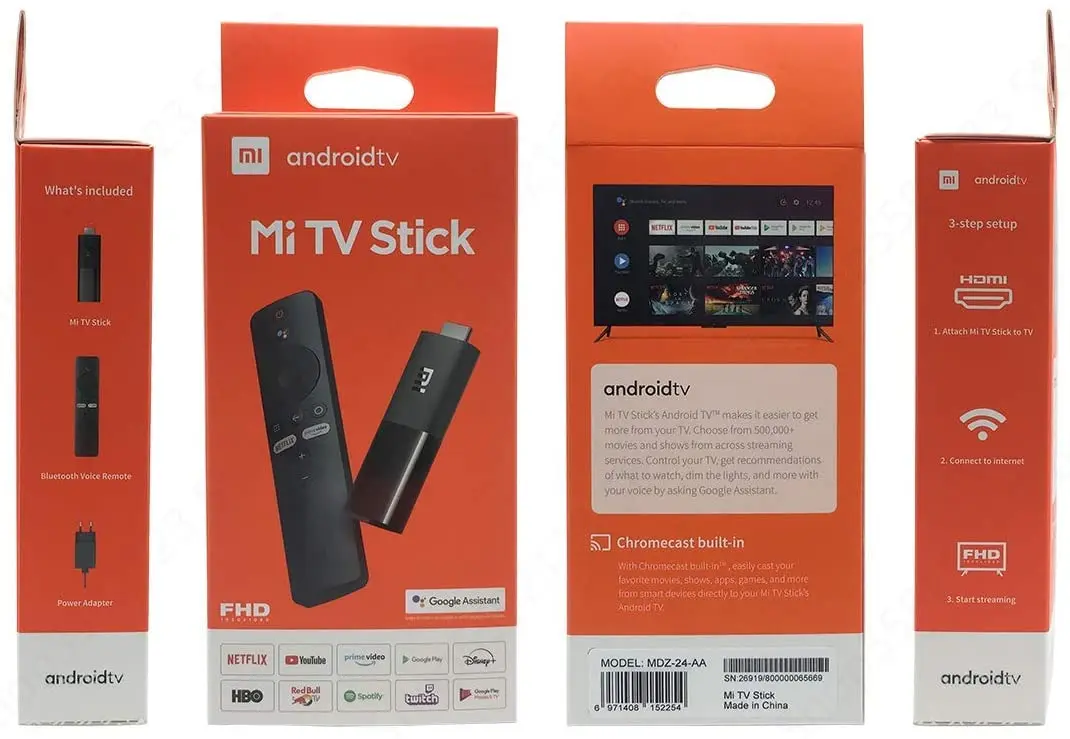 MI TV Stick Global Version Smart TV 2K HDR Android TV 9.0 Quad Core Bluetooth 5G Wifi Android Display Google Assistant