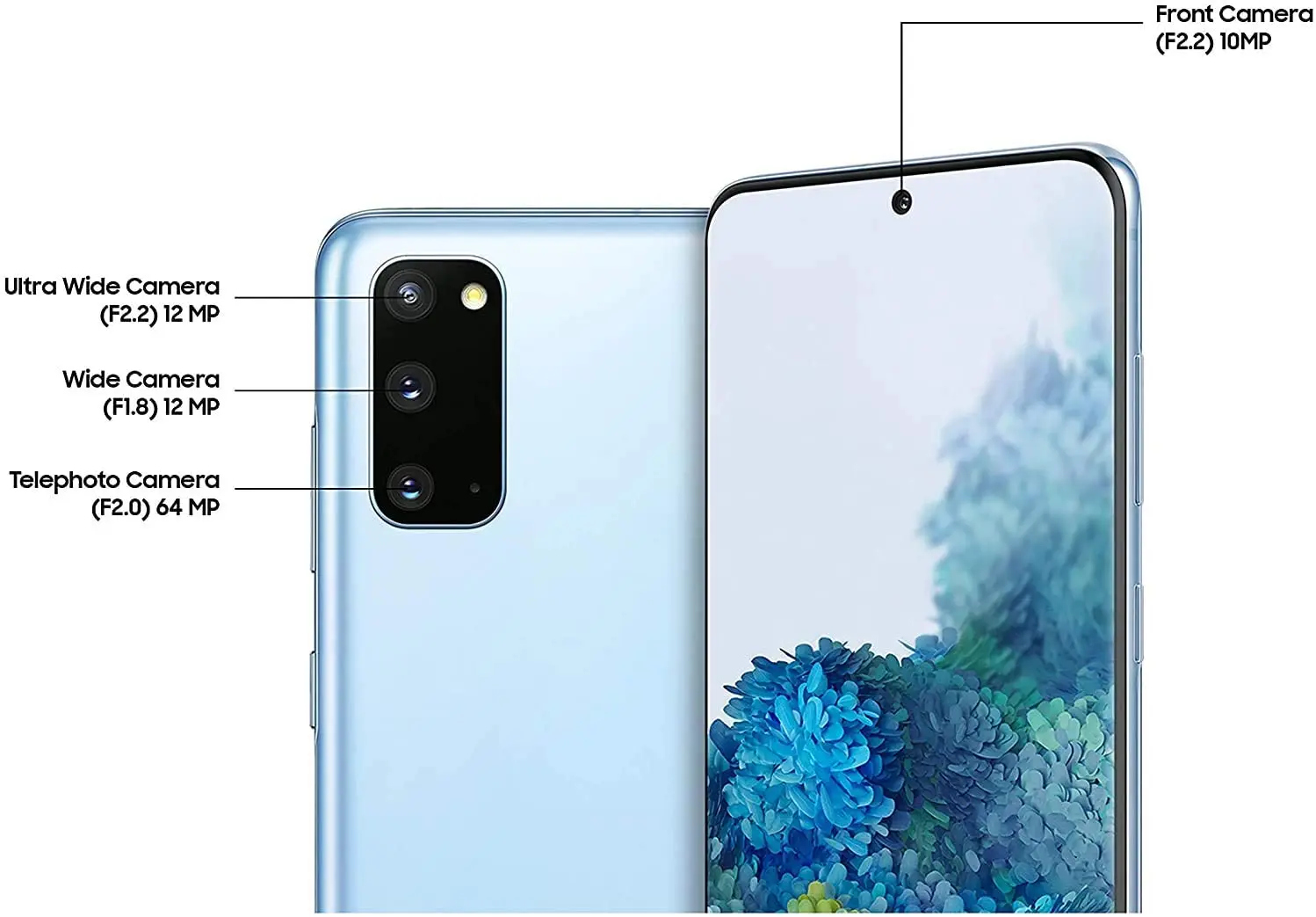 Samsung Galaxy S20+ 4G, 8GB RAM, 128 GB, Cloud Blue - UAE Version + Samsung Galaxy Buds Plus