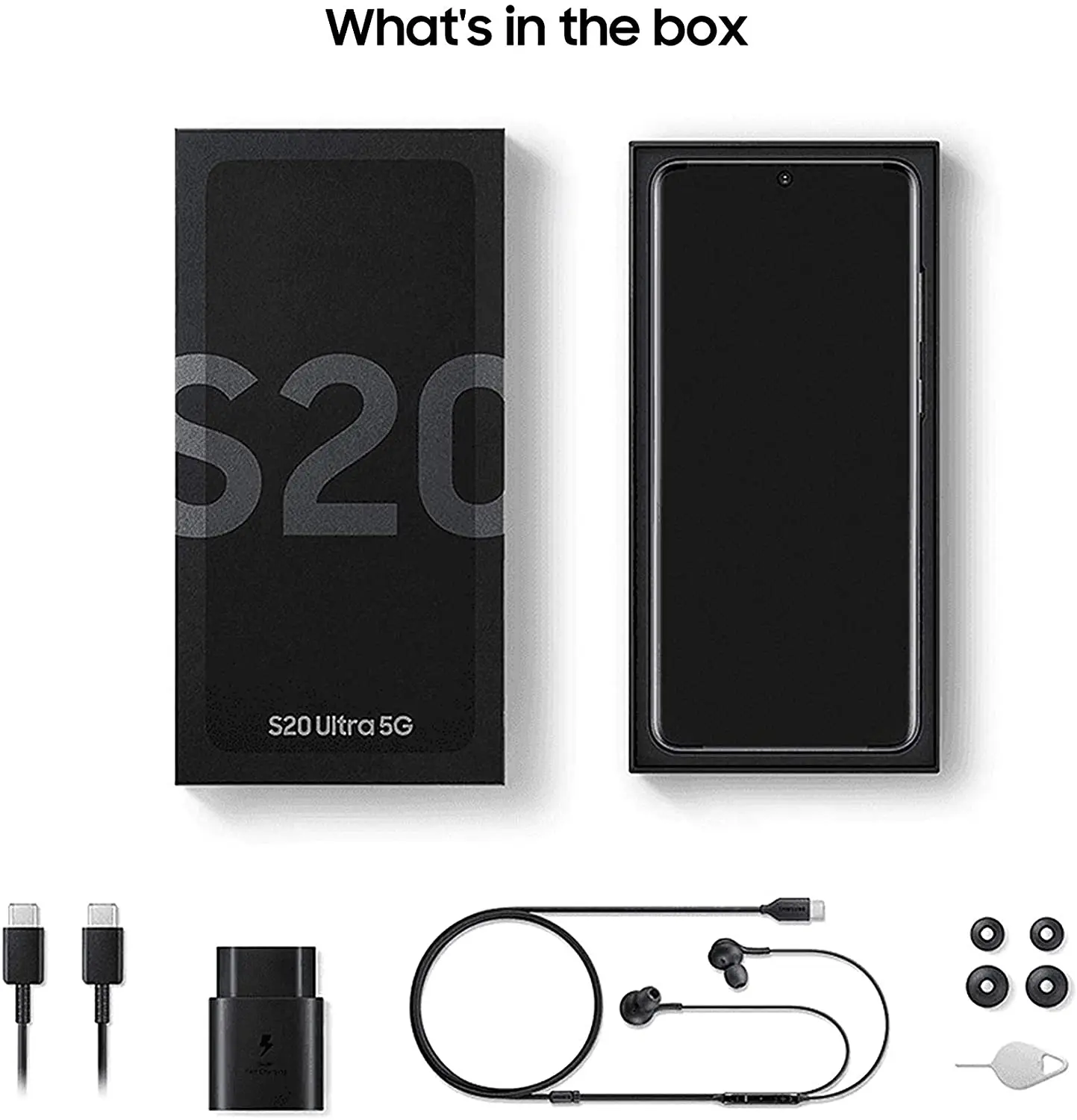 Samsung Galaxy S20 Ultra 5G, 12GB RAM, 128GB, Cosmic Black - UAE Version + Samsung Galaxy Buds Plus