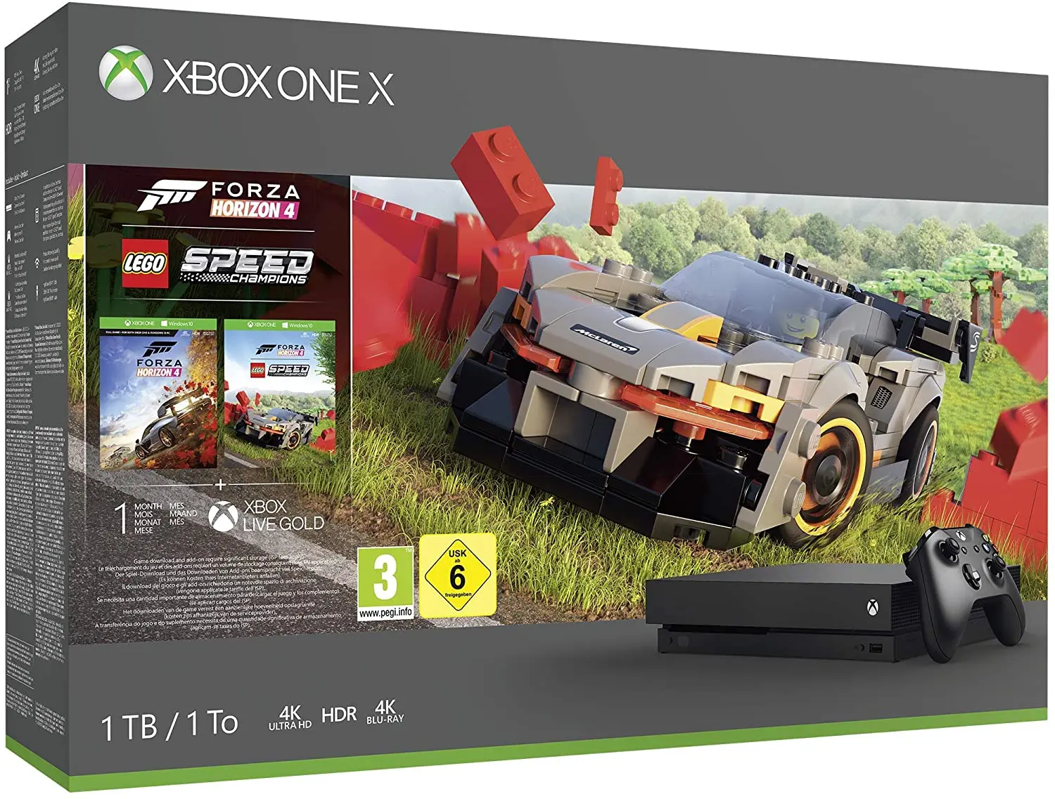 Microsoft Xbox One X 1TB Console (Black) with Forza Horizon 4 Lego Speed Champions Bundle