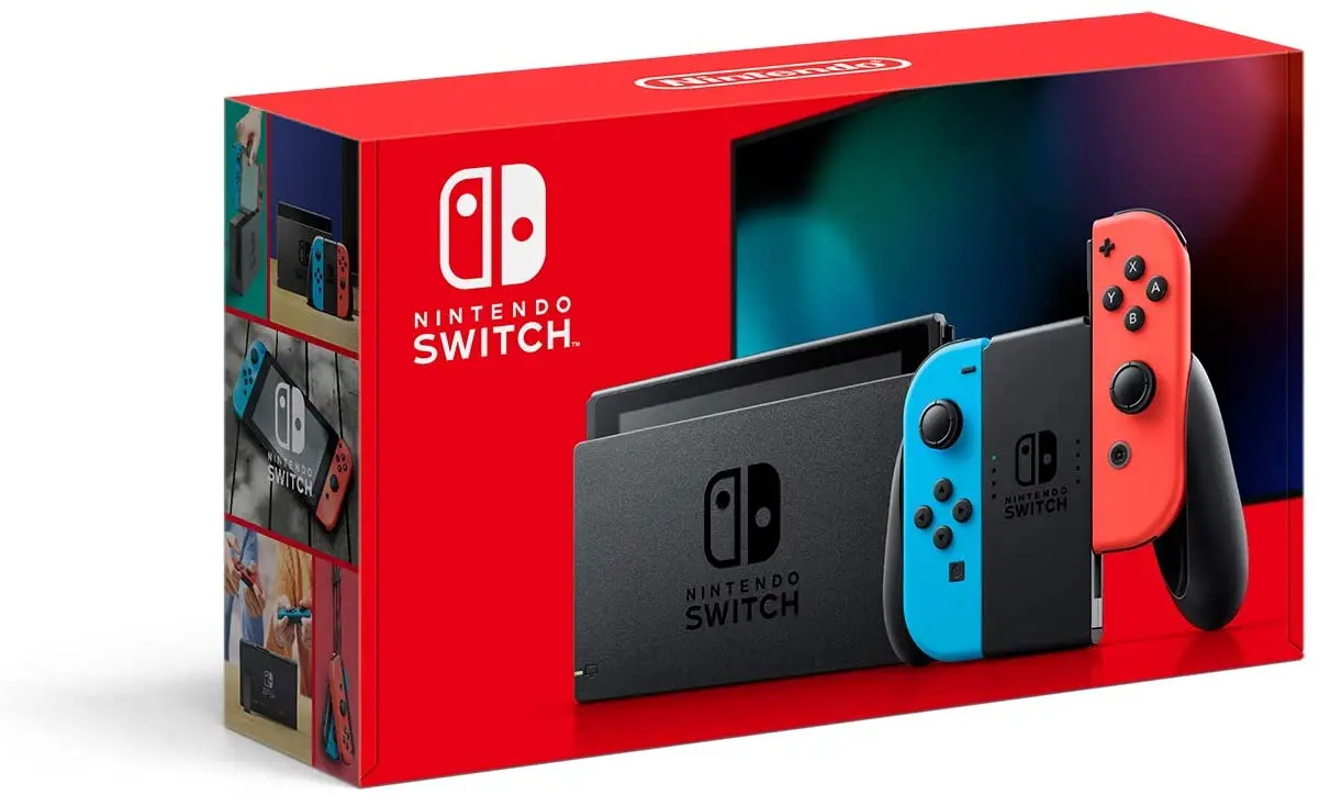 Nintendo Switch Extended Battery Life with Neon Blue and Neon Red Joy?Con (2019)