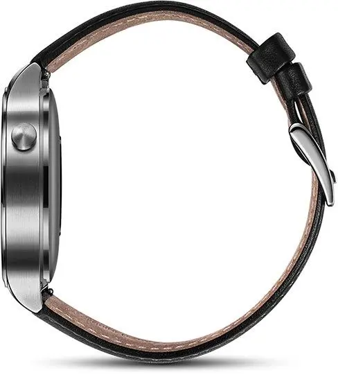 Huawei Watch – Stainless Steel With Black Leather Strap