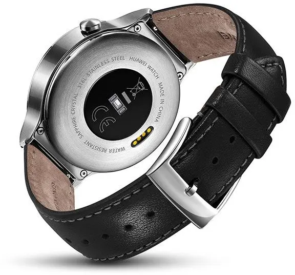 Huawei Watch – Stainless Steel With Black Leather Strap