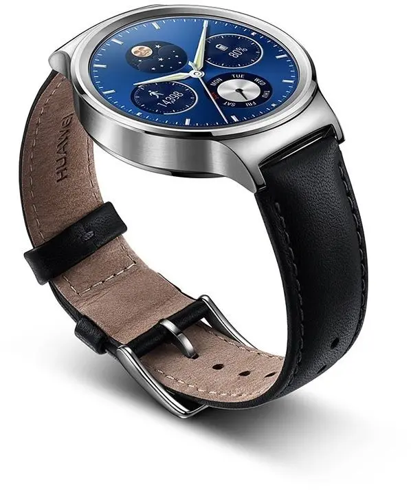 Huawei Watch – Stainless Steel With Black Leather Strap