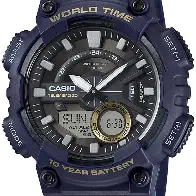 Casio Digital Men's Black Dial Silicone Band Watch - AEQ-110W-2AVDF