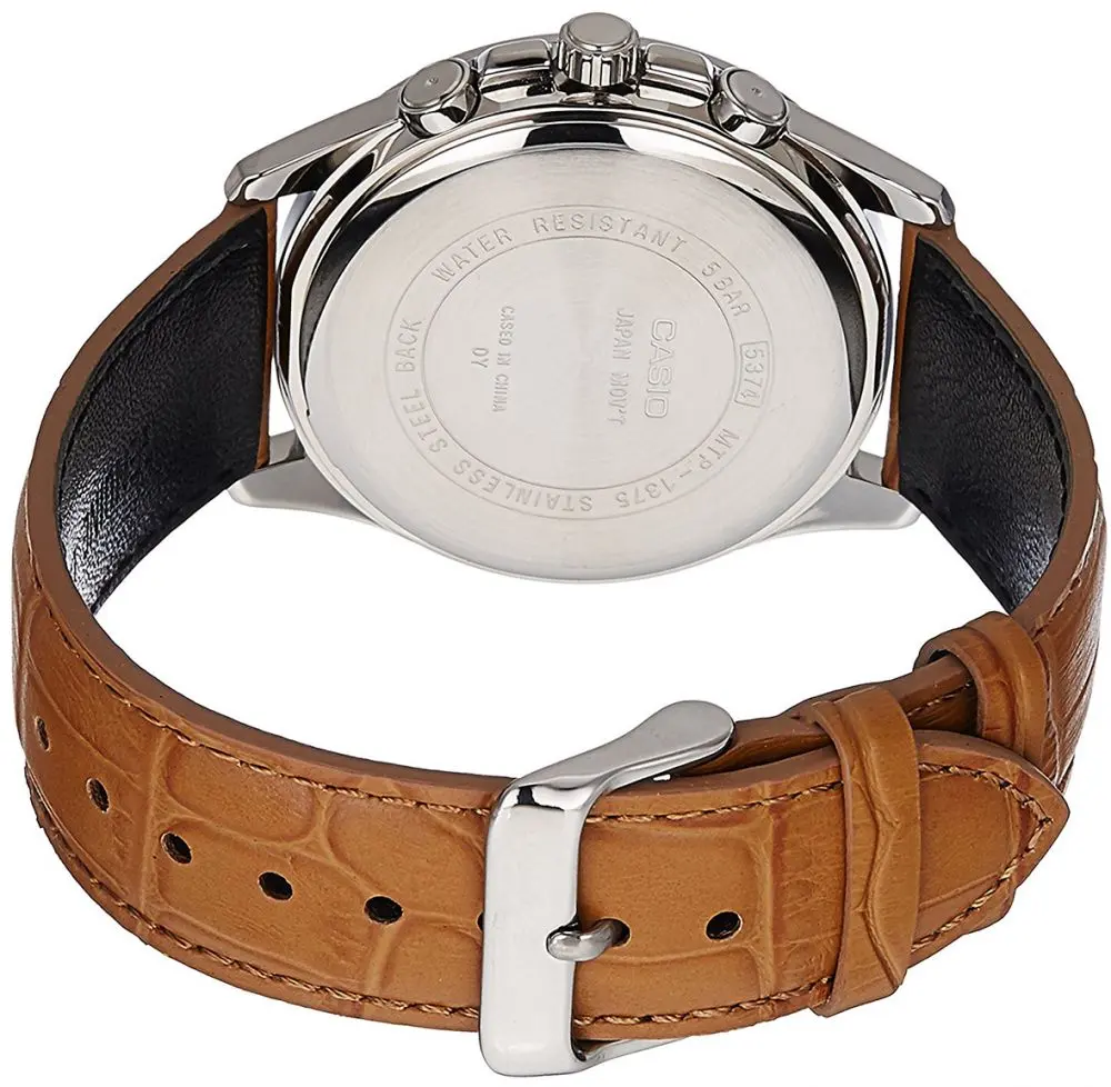 Casio Men's Cream Dial Leather Band Watch -MTP-E305L-7A2VDF