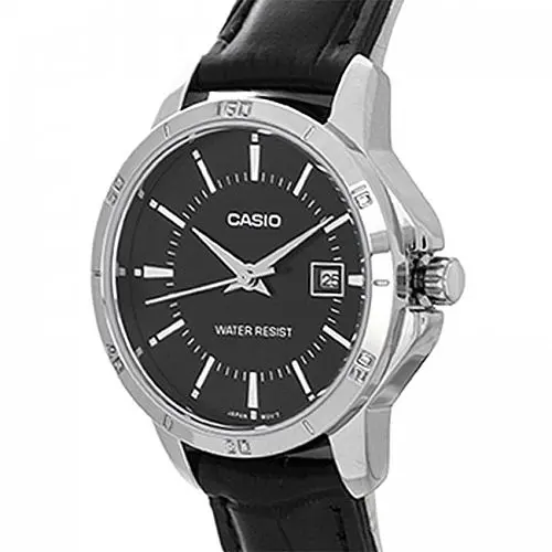 Watch for Men by Casio , Analog , Leather , Black , MTP-V004L-1A