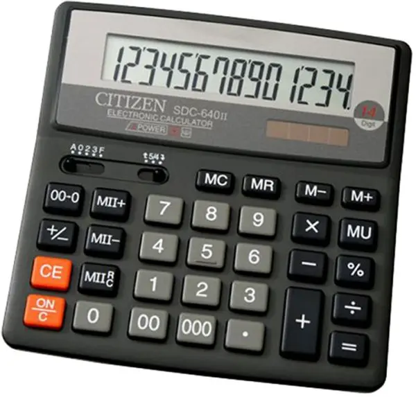 Citizen 14 Digit Black Calculator, CTZ SDC 640