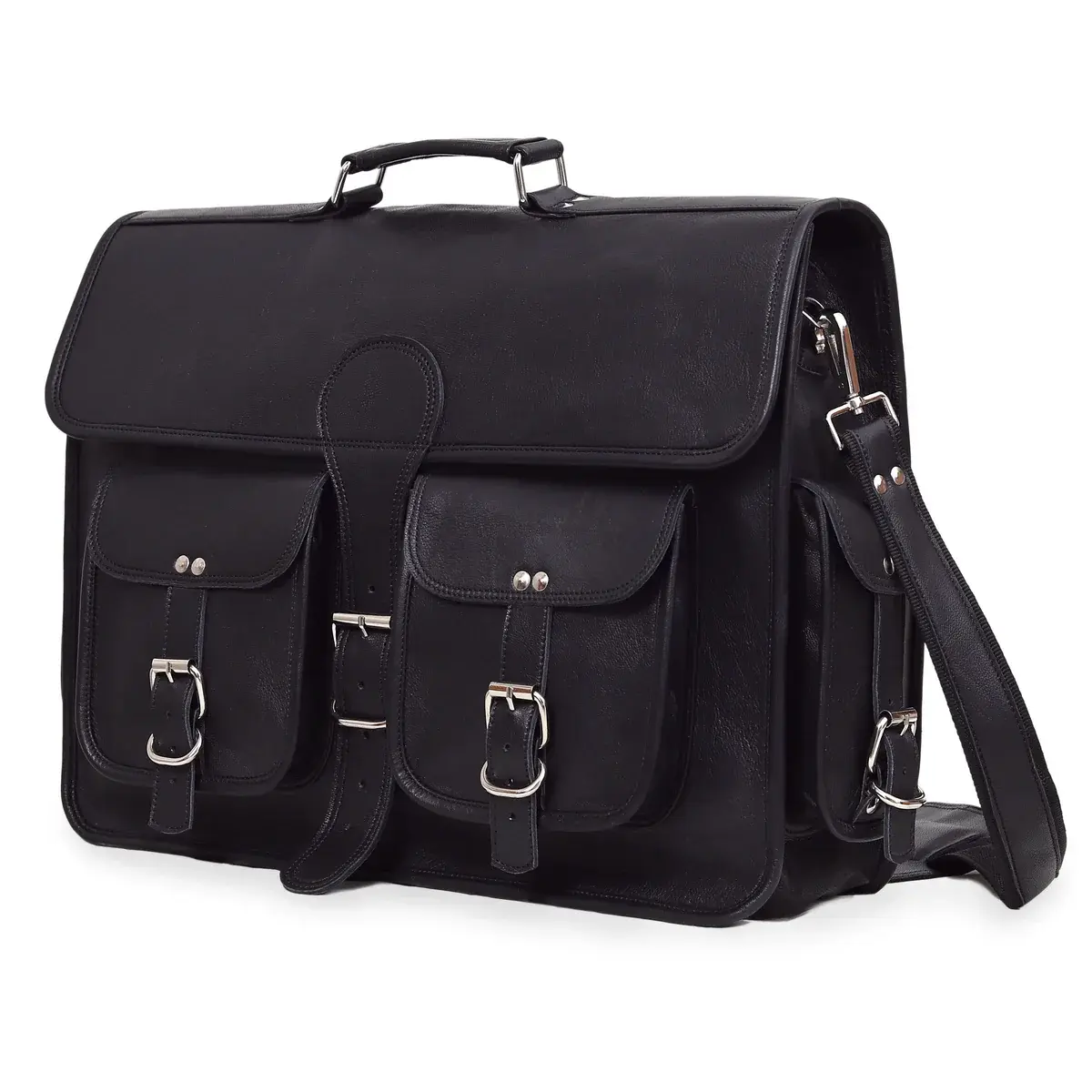 Black Leather Messenger Bag