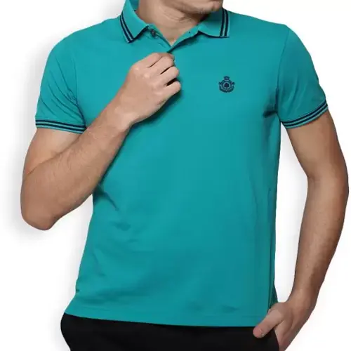 Blackberrys Solid Men's Polo Neck Green T-Shirt