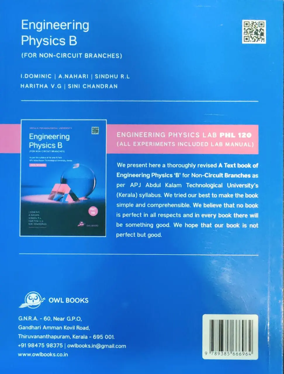 Engineering Physics B - For Non-Circuit Branches - For 1st Year Btech KTU Kerala