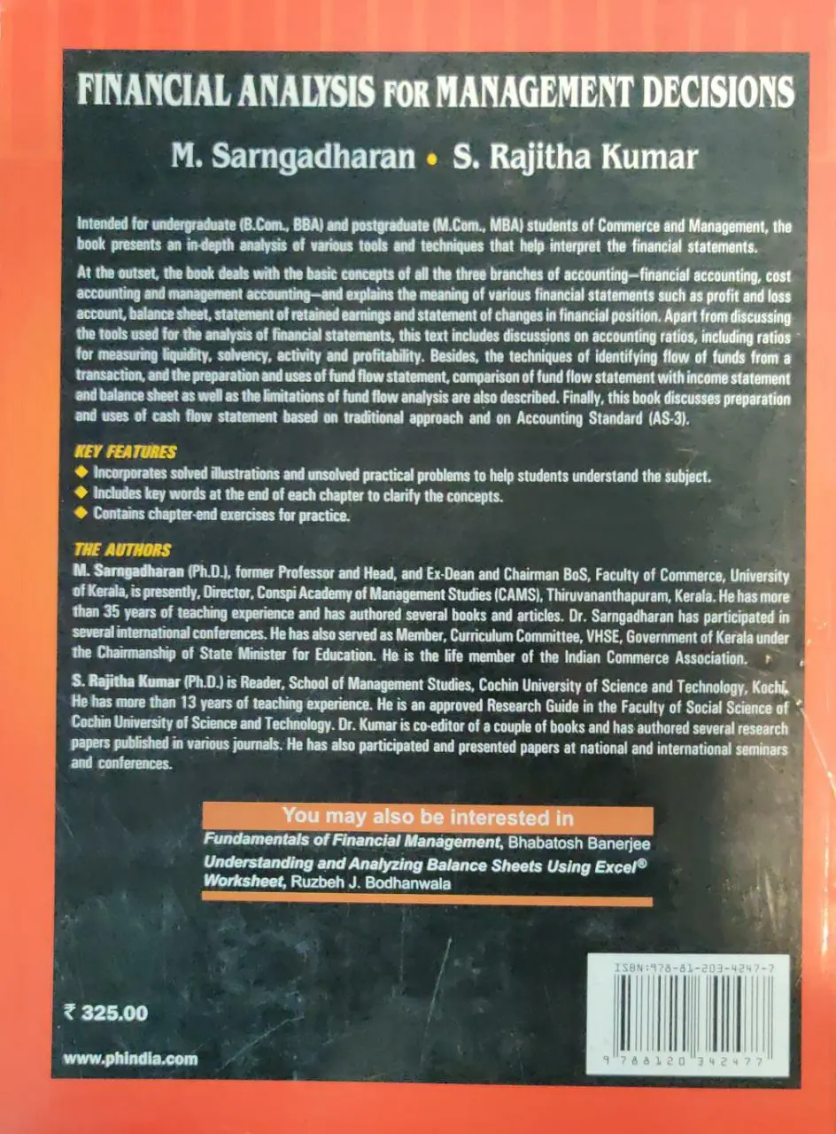 Financial Analysis For Management Decisions - Useful for BCom, BBA, MCom, MBA students of Commerce & Management
