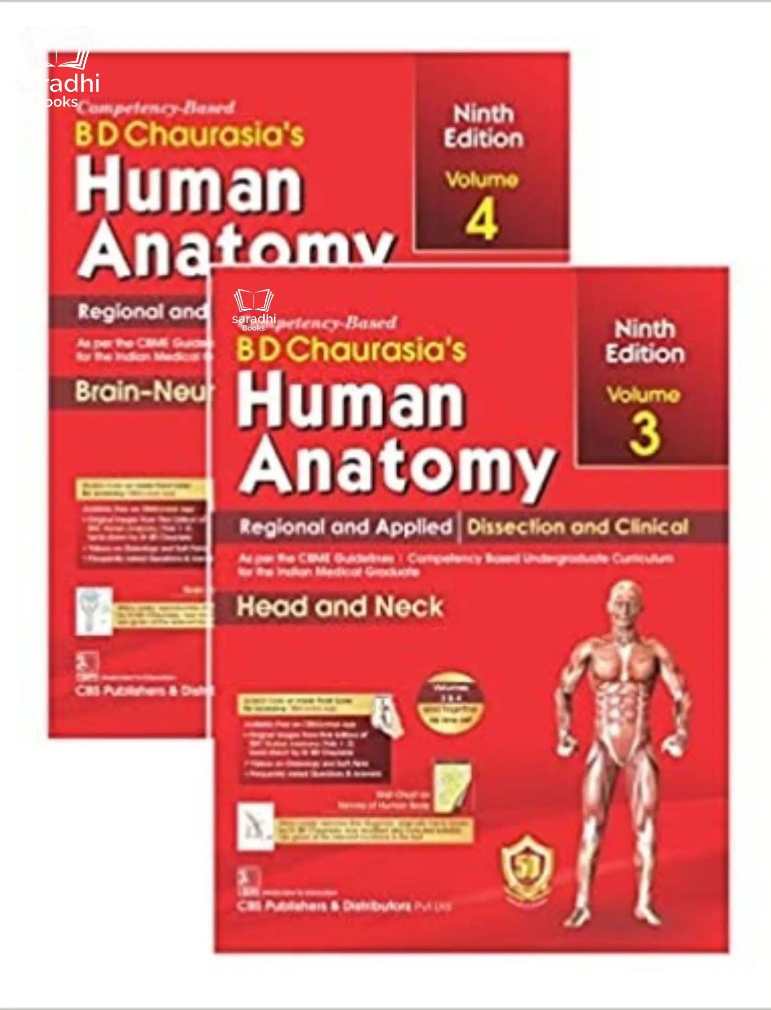Human Anatomy 9th Edition Volume 3 &4 Regional And Applied Dissection & Clinical Head and Neck Brain Neuroanatomy (PB 2023) Set of 2 Volumes | BD Chaurasia's