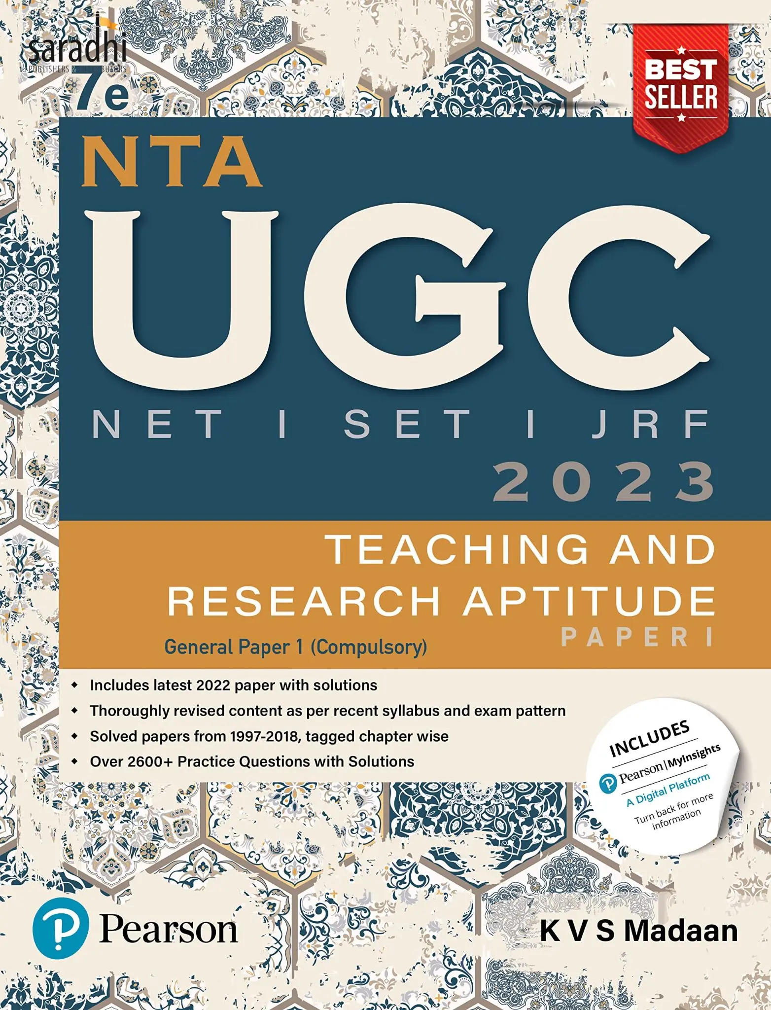 NTA UGC NET /SET/JRF Paper 1, Teaching and Research Aptitude – 2023, Includes latest 2022 paper and 2600+ Practice Questions with Solutions | Includes NEP - 2020| 7th Edition - By Pearson