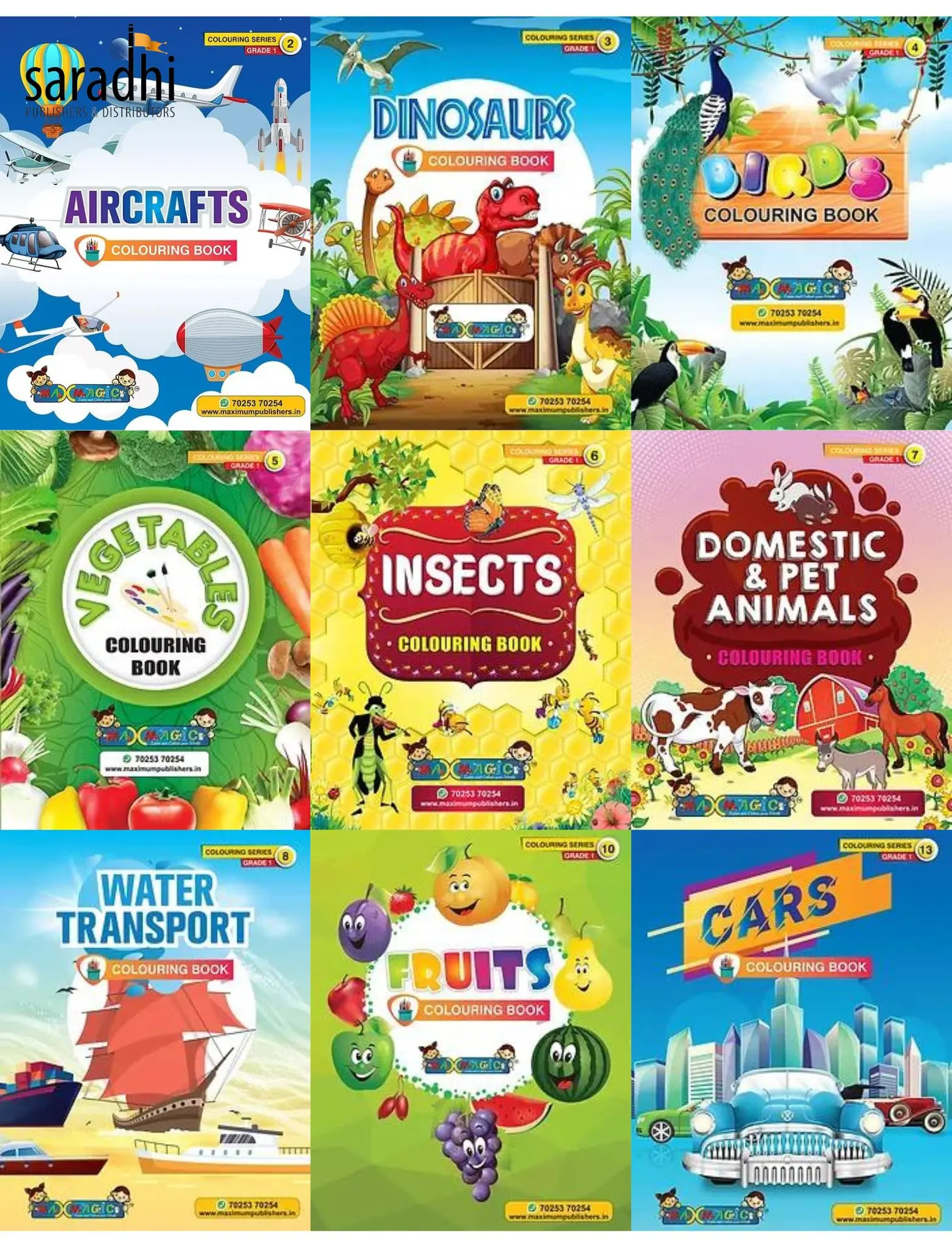 Kids Colouring Book (Set of 10 Colouring Books) | Colouring Series Grade 1