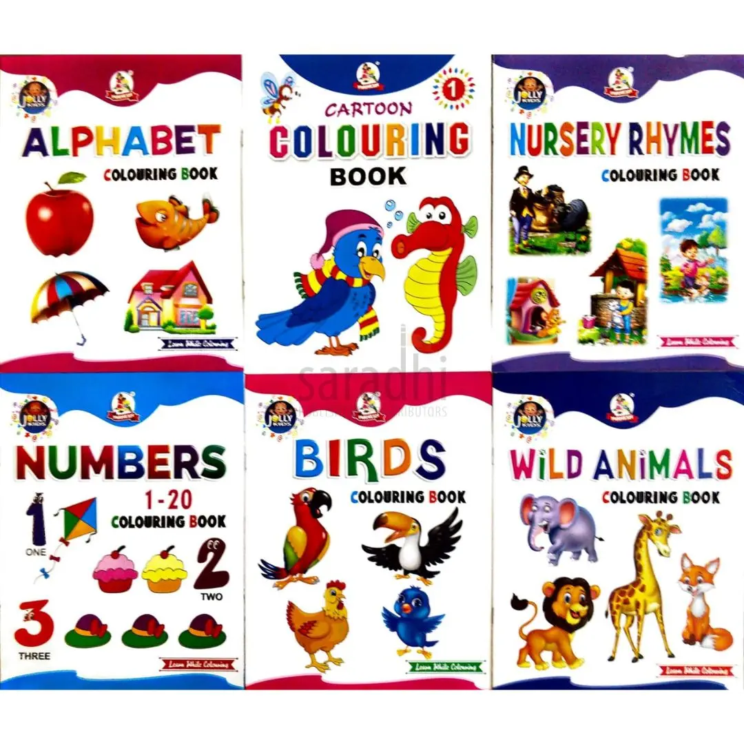 Jolly Kids Colouring Books For Kids (Set of 6 Colouring Books) 
