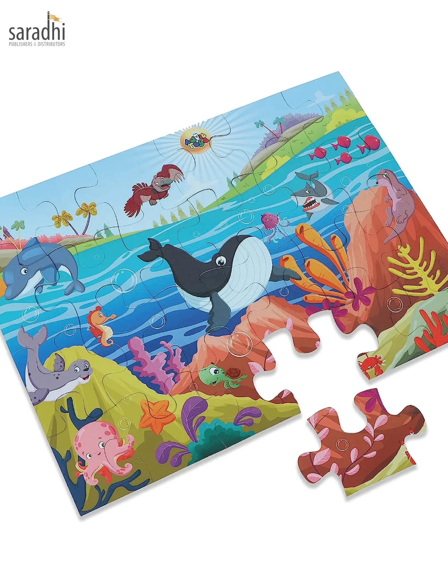 Jigsaw Puzzle (24 Piece + Fun Fact Book Inside) Sea Animals