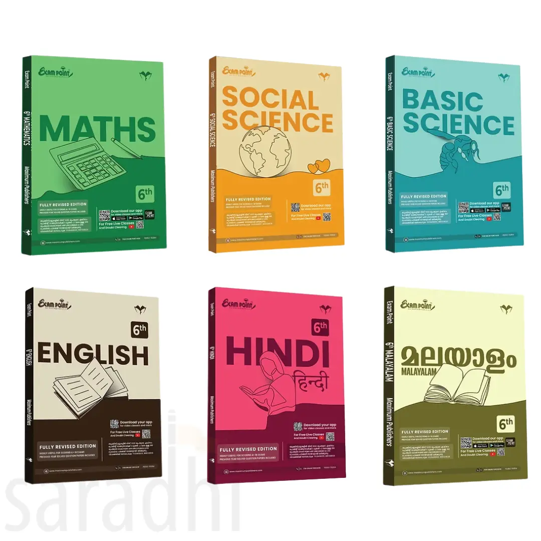 Class 6 Study Guides Set for SCERT Kerala State Syllabus Students | Maths, Social Science, Basic Science, English, Hindi, Malayalam | Exam Point