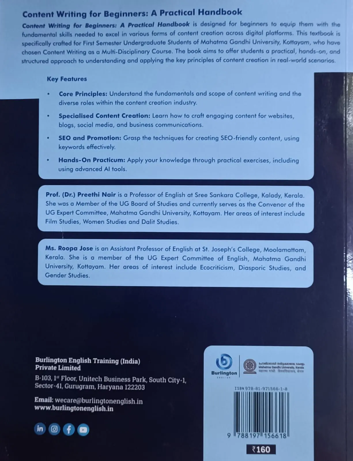 Content Writing For Beginners |A Practical Hand Book Text Book For MGU-UGP MDC In English I Semester
