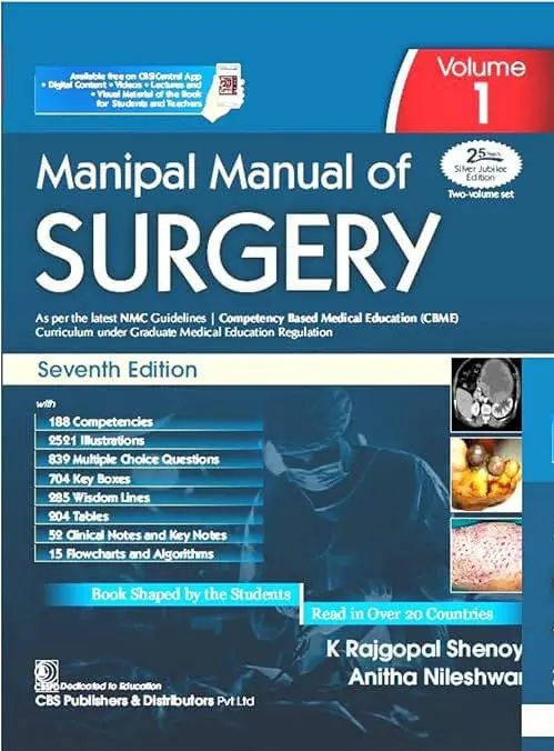 MANIPAL MANUAL OF SURGERY | VOL 1 | SEVENTH EDITION | K RAJAGOPAL SHENOY | ANITHA SHENOY (NILESHWAR) |
