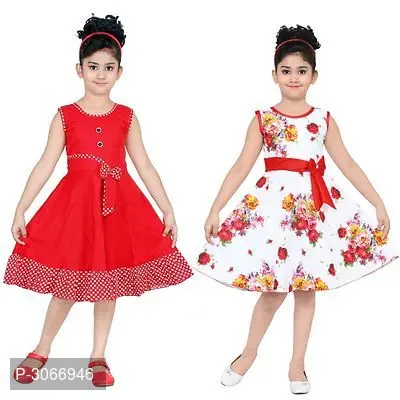 Red and White Combo Cotton Frock
