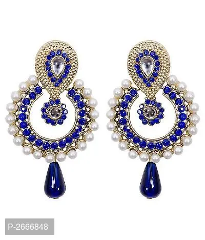 Blue Color Gold Plated Alloy Jhumkas