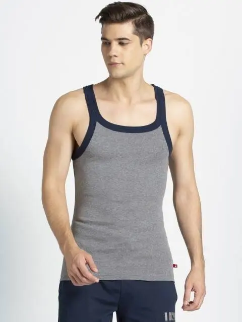 Jockey Mid Grey Melange & Navy Fashion Vest