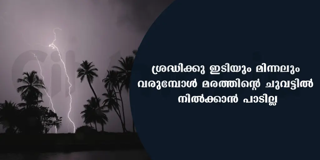 ശ്രദ്ധിക്കു ഇടിയും മിന്നലും വരുമ്പോൾ മരത്തിന്റെ ചുവട്ടിൽ നിൽക്കാൻ പാടില്ല.