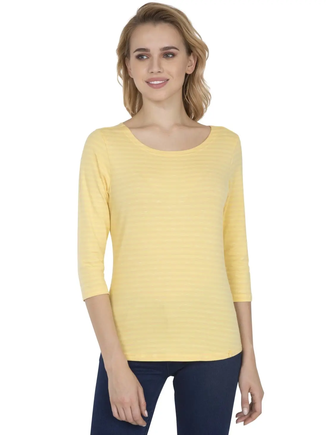 JOCKEY BANANA CREAM THREE QUARTER SLEEVE T-SHIRT