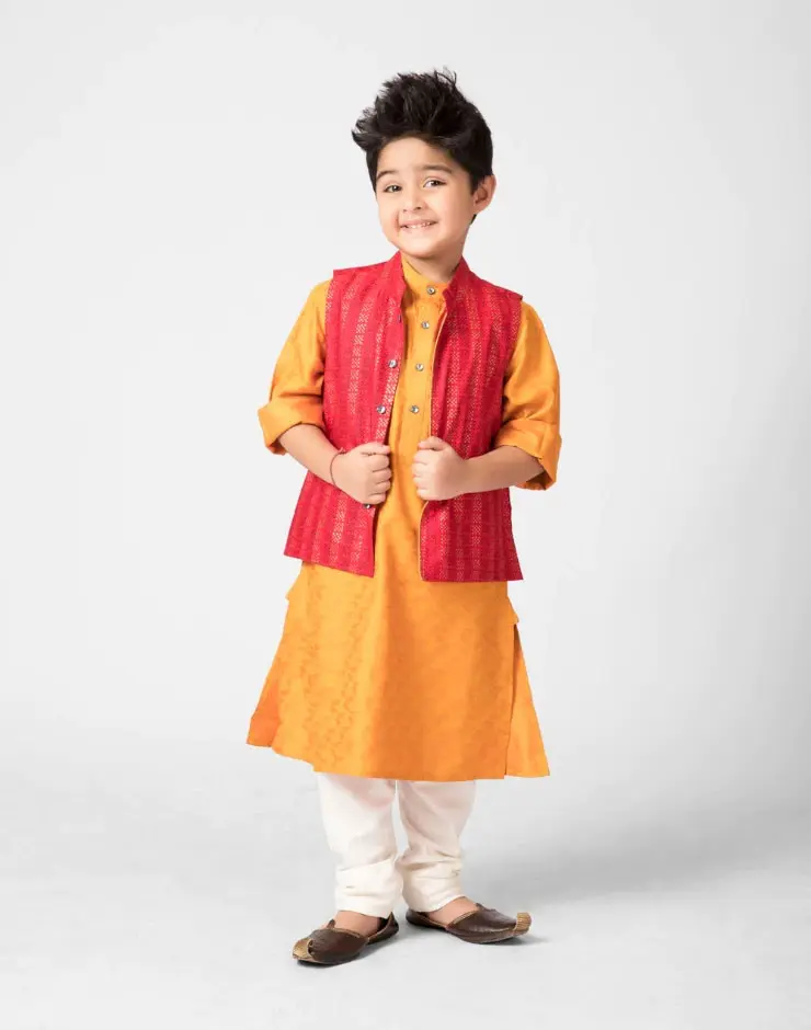 FabIndia Viscose Tussar Printed Nehru Jacket