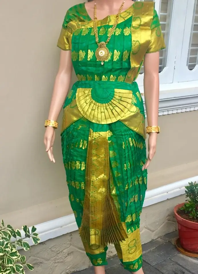 Green and Golden Bharatanatyam Set