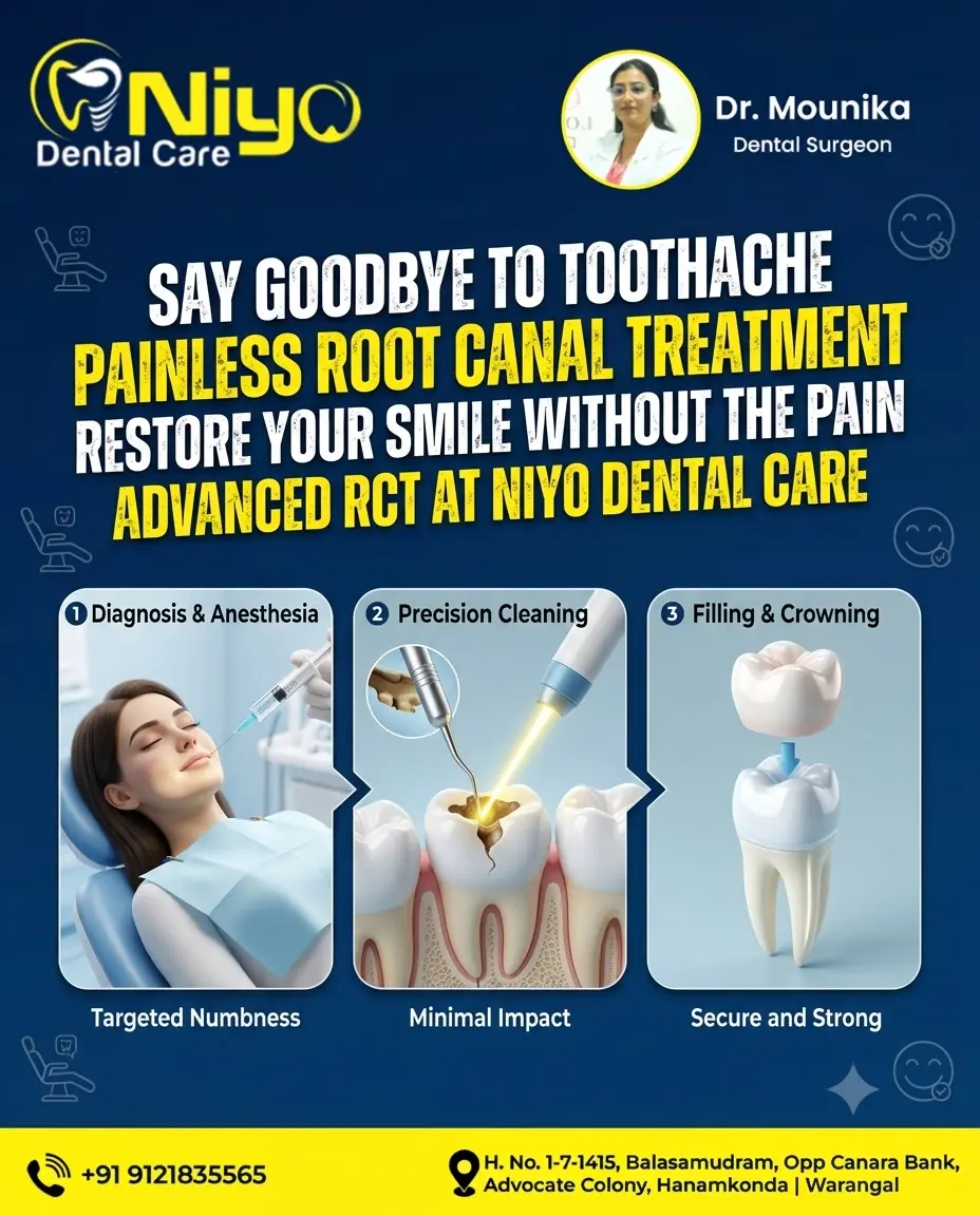 Say Goodbye to Toothache: Painless Root Canal Treatments at Niyo Dental Care, Hanamkonda & Warangal