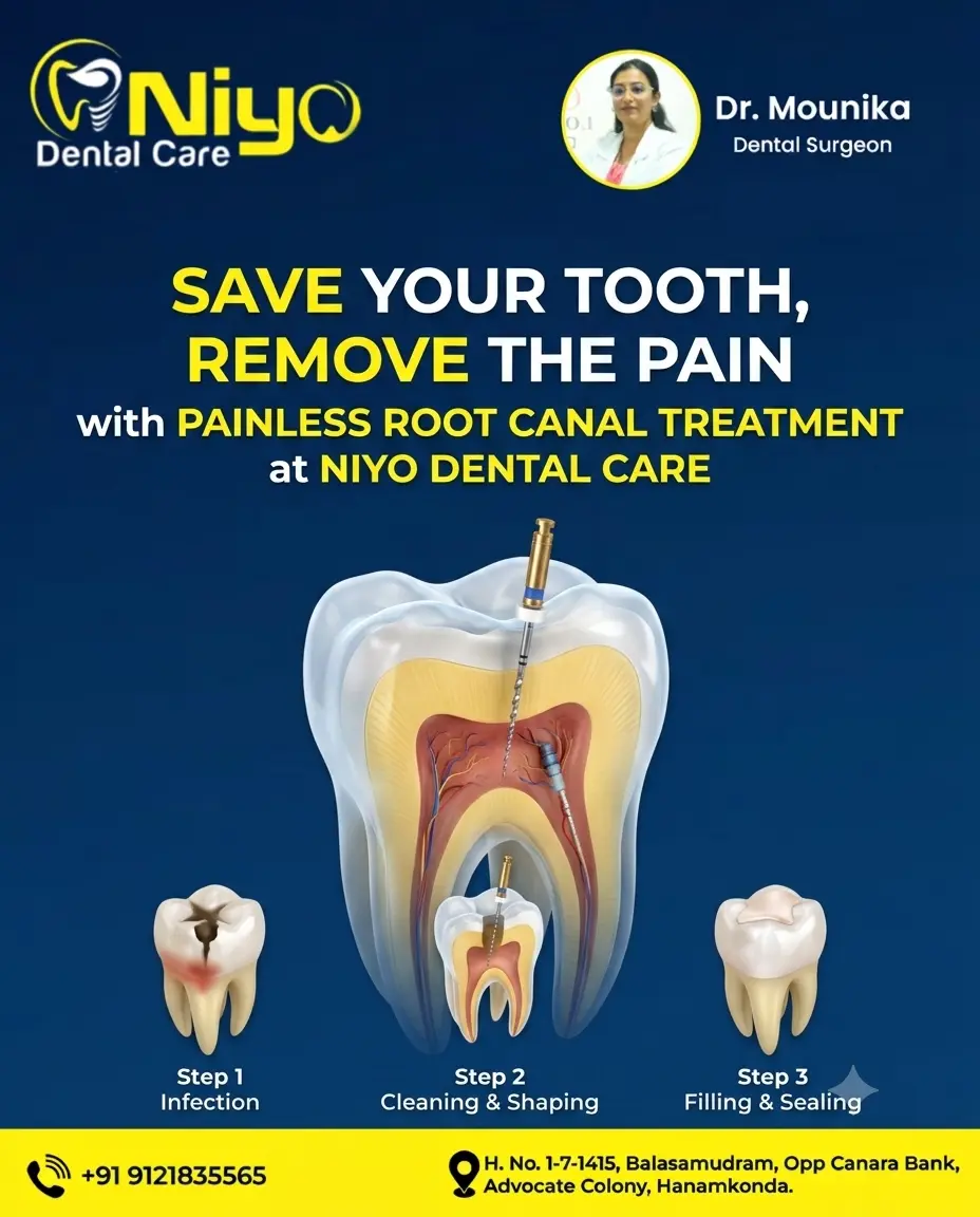 🦷 Painless Root Canal Treatment (RCT) at Niyo Dental Care! ✨